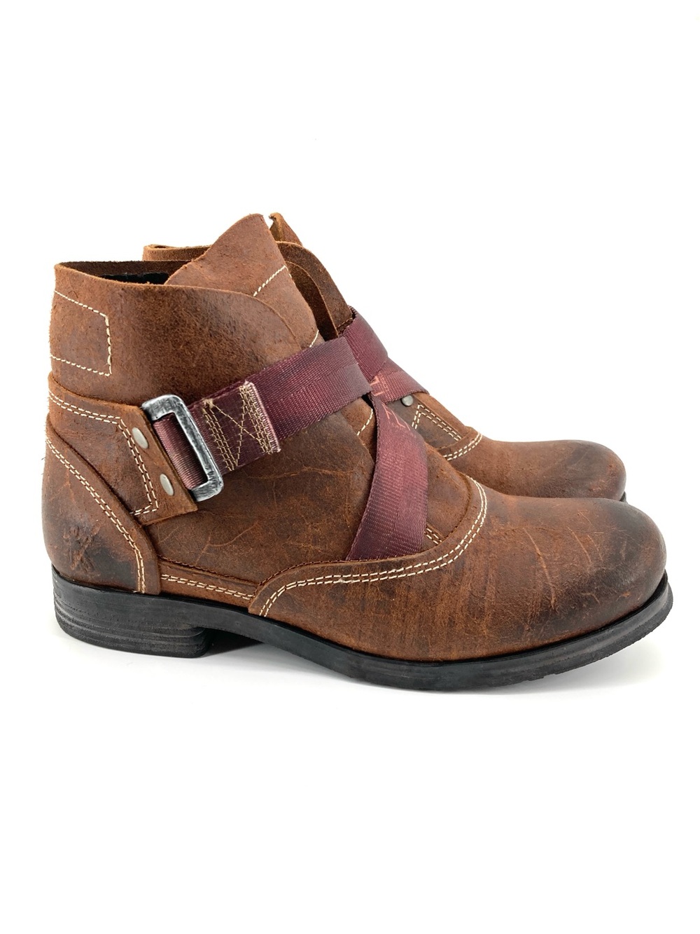 Fly London Saji Brown Distressed Ankle Boots